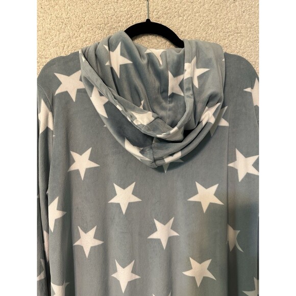 32 Degrees Heat Velour Sleepwear Sweater Dress Hooded Size L/XL Light Blue Stars - Picture 10 of 12